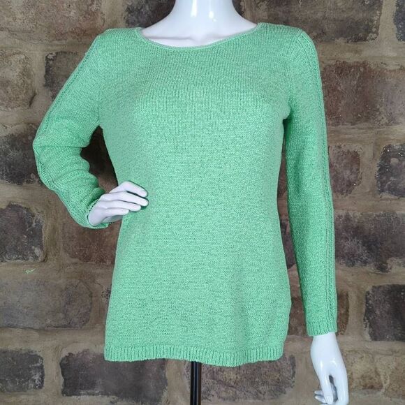 RACHEL Zoe Seafoam Green Knit Sweater Woman's Size Large Long Sleeve Loose Knit - Picture 2 of 11
